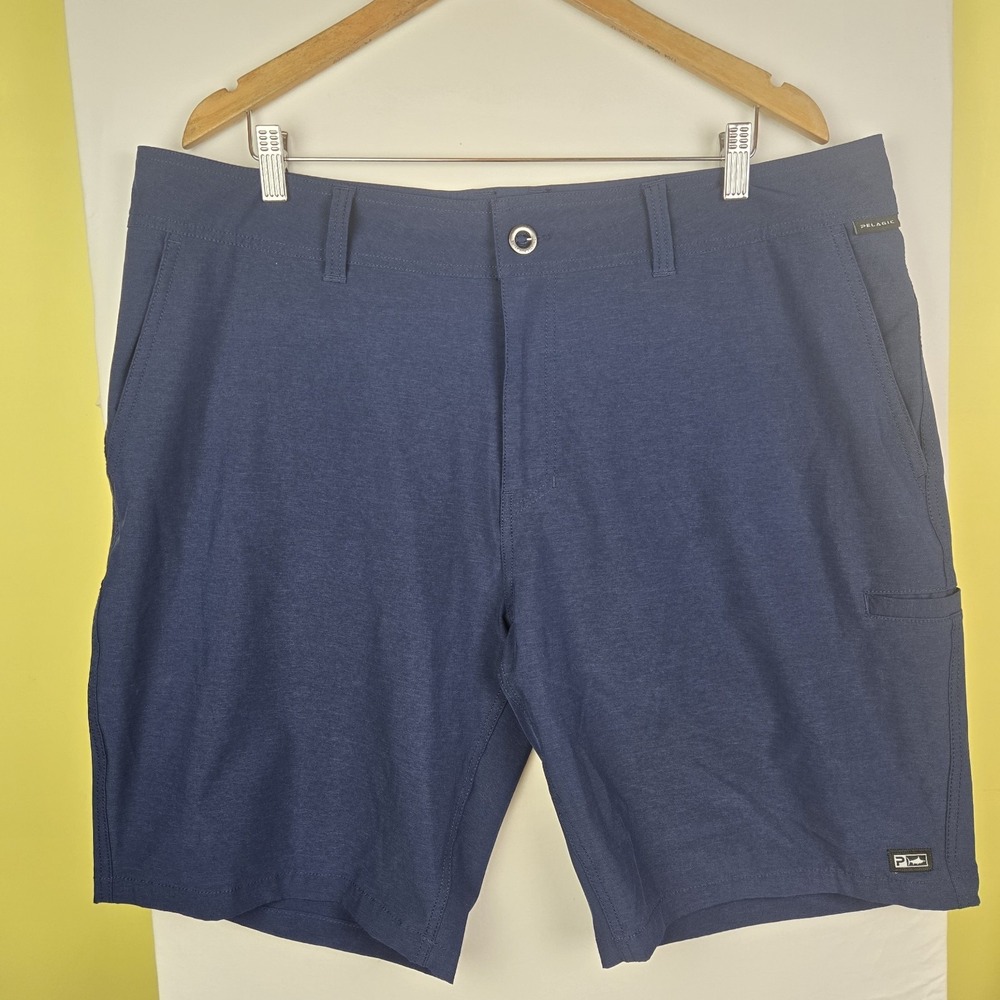 Pelagic Men Sz 40 Mako Hybrid Shorts Dark Navy Chino Shorts Fishing